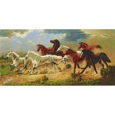 BW196風水畫-左-八駿馬油畫 