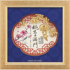 金箔畫-黃金畫-純金(桃李滿門)23x23cm