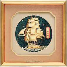立體金箔畫-黃金畫-一帆風順 船(30x30cm) 立體金箔畫-黃金畫-一帆風順 船(30x30cm)