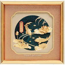 立體金箔畫-黃金畫-連年有餘(30x30cm) 立體金箔畫-黃金畫-連年有餘(30x30cm)