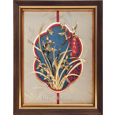 純金-金箔畫-【黃金畫-蘭香怡德】(26x33cm)