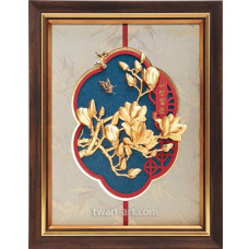 純金-金箔畫-【黃金畫-玉堂富貴】(26x33cm)