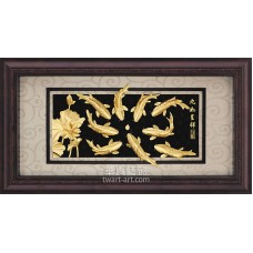 立體金箔畫-黃金畫-九如呈祥69x133cm