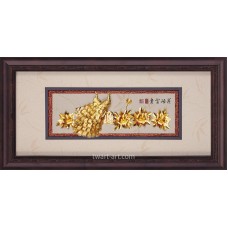 金箔畫-黃金畫純金-花開富貴(60x124cm)