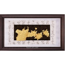立體金箔畫-黃金畫-花開富貴48x82cm