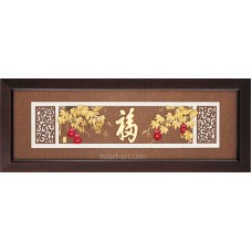 金箔畫-黃金畫-純金-五福臨門38x102cm