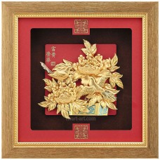 立體金箔畫-黃金畫-純金(榮華富貴)24x24cm