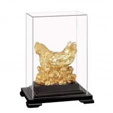 純金箔雕塑小櫥窗-聚財雞