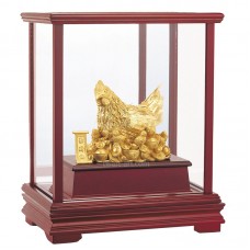 純金箔雕塑大櫥窗-聚財雞29x17x34cm