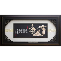 I0012木雕-富貴大吉128x67CM