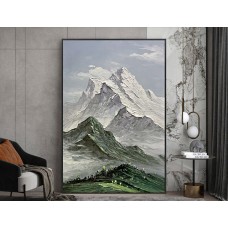 W0625手繪高山風景油畫　