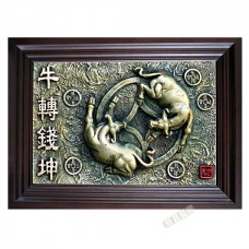 彩繪雕塑鑰匙盒-牛轉乾坤(橫)